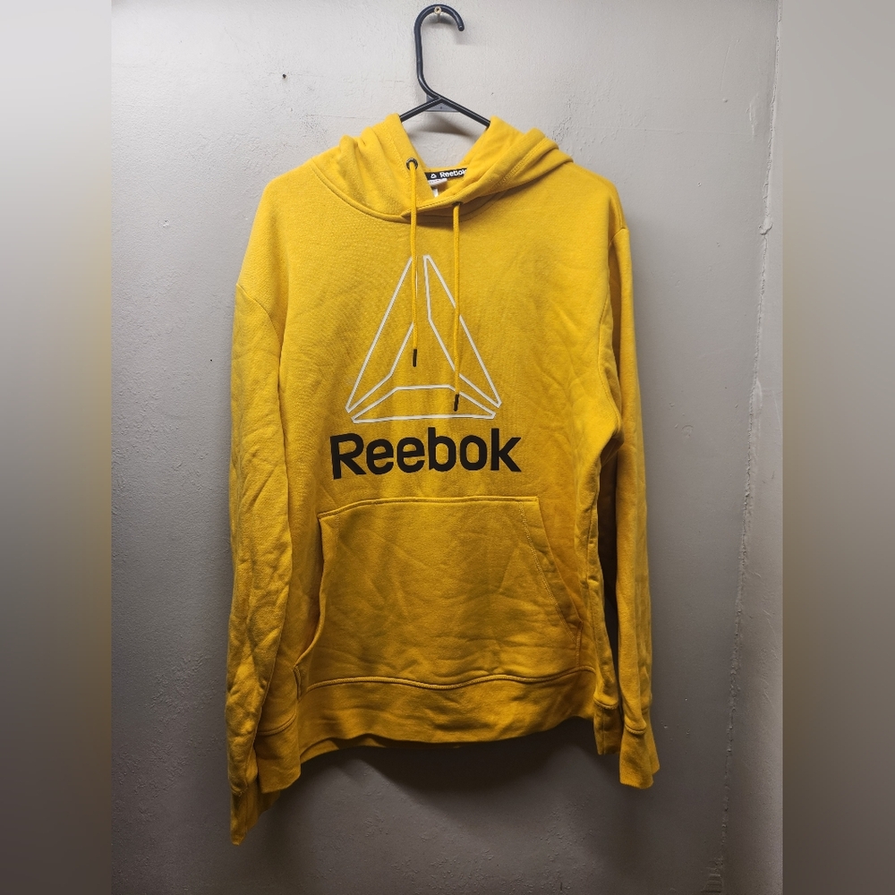 REEBOK TRAINING ACTIVEWEAR PULLOVER Hoodie Sweatshirt yellow large mens